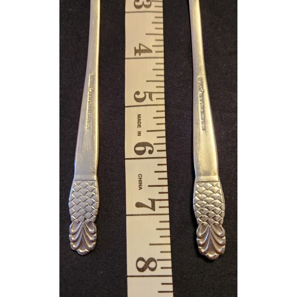 2 Spoons Ginkgo Pineapple flatware REPLACEMENT 8 inches long